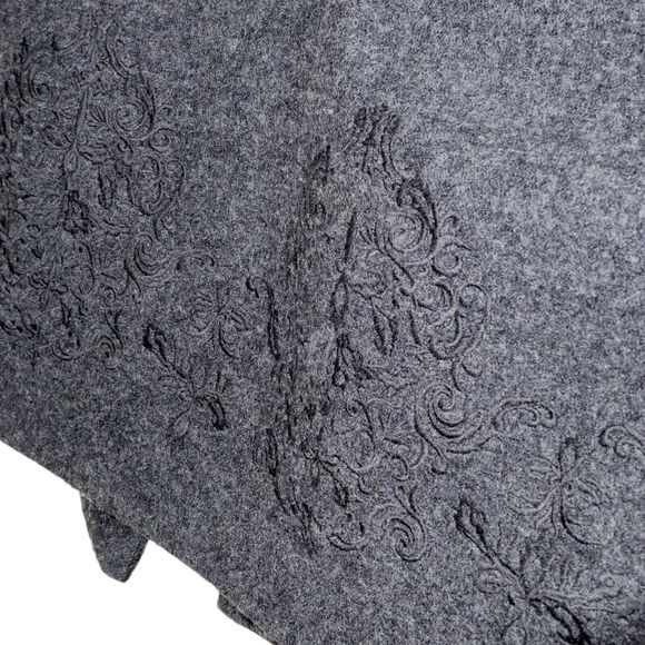 NWT Nanette Lepore 2XL 100% Wool Gray Embroidered Unlined Knee Length Coat - Picture 11 of 16